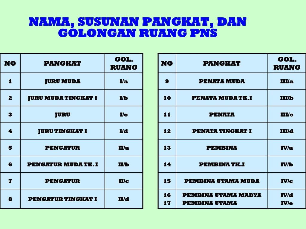 Jenis Pangkat Golongan Ruang Olivia North